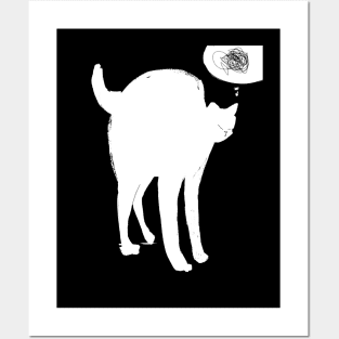 Anxious Cat white Posters and Art